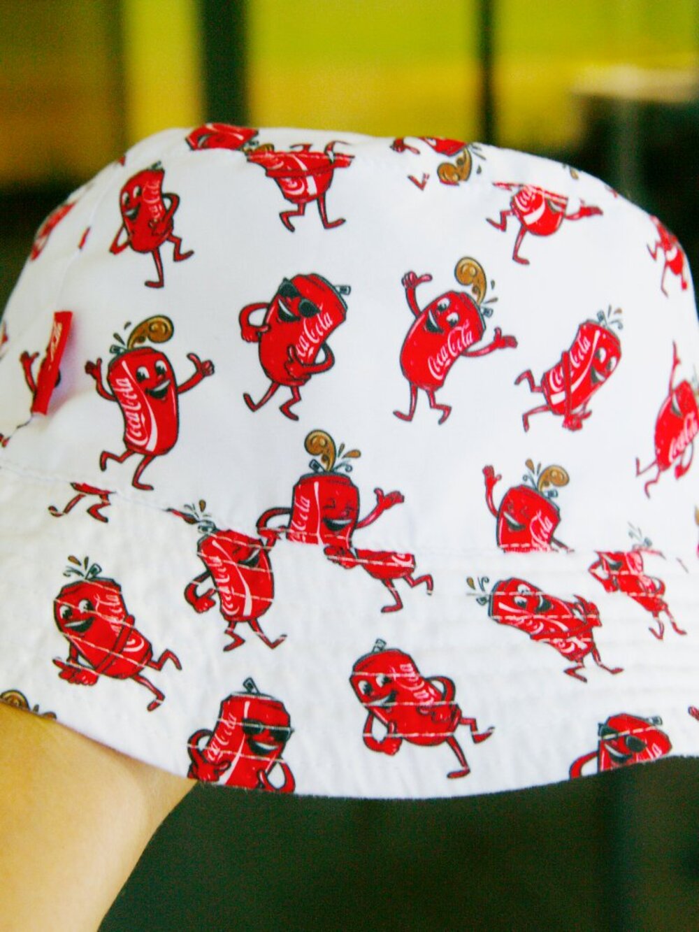 Coca - Cola Reversible Bucket Hat Retro Style Animated Coke Cans